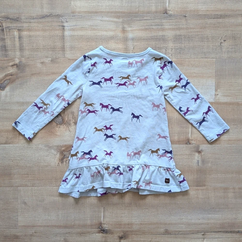 Tea Collection Wild Horses Long Sleeve Ruffle Hem Dress - Size 18-24M - Picture 2 of 6